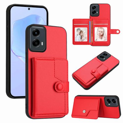 Moto G 5G 2024 Button Card Bag RFID Anti-theft Phone Case - Red